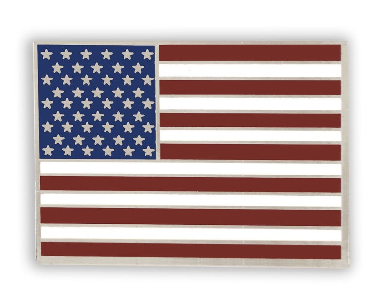 Forge American Flag Lapel Pin Proudly Made in USA- Silver Plated Rectangle Bulk (1 Pin) - Image 3