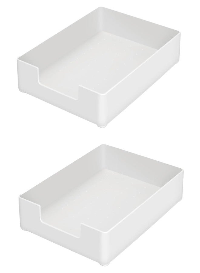 RHONZHAO Desk Letter Tray, A4 Size Plastic Stackable File Document Organizer, Office Desktop File Paper Holder, Book Storage Rack,Anti-Skid Stacking Support for Office Supplies (White,2-Pcs) - Image 1