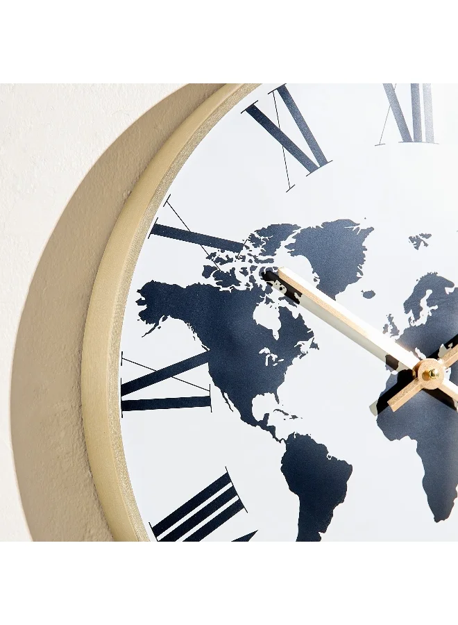 Home Box Saratoga Willa World Map Wall Clock - 40x4.8 cm