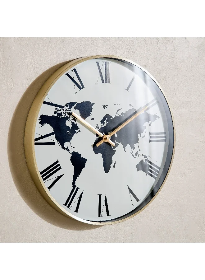 Home Box Saratoga Willa World Map Wall Clock - 40x4.8 cm