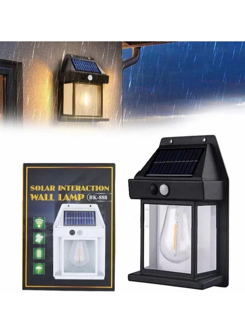 فانوس حائط بمستشعر حركة يعمل بالطاقة الشمسية للإضاءة الخارجية مقاوم للطقس 3 أوضاع تعديل ضوء الجدار الشمسي لحديقة الفيلا والفناء والمسار - BK-888 - Image 1