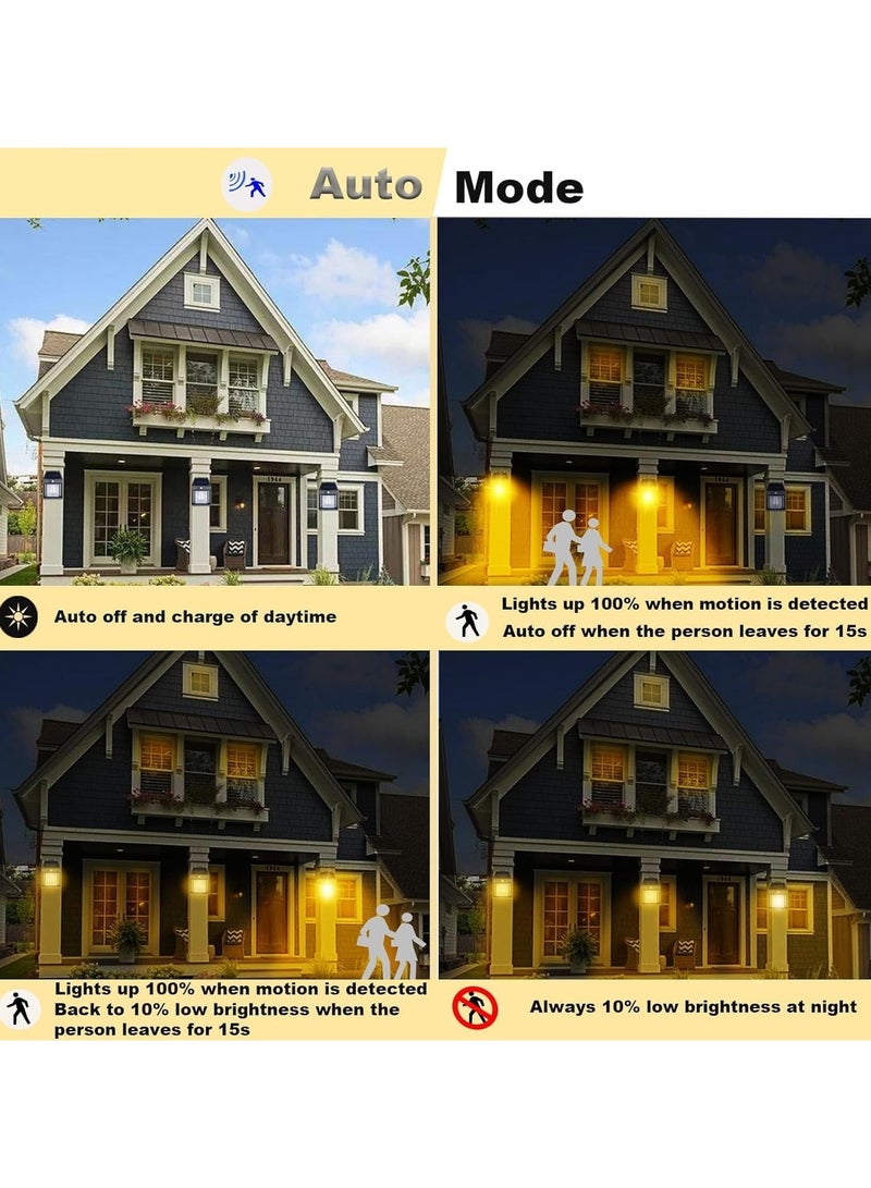 فانوس حائط بمستشعر حركة يعمل بالطاقة الشمسية للإضاءة الخارجية مقاوم للطقس 3 أوضاع تعديل ضوء الجدار الشمسي لحديقة الفيلا والفناء والمسار - BK-888 - Image 5