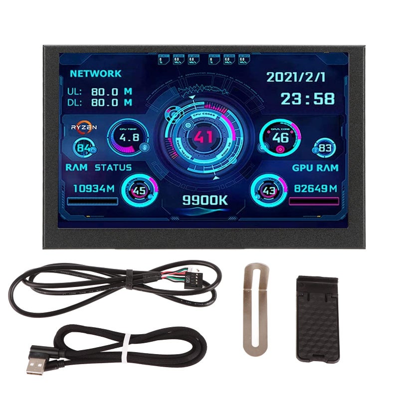 5 بوصة مراقب درجة حرارة وحدة المعالجة المركزية للكمبيوتر بمنفذ USB C دقة 800x480 يدعم Aida64 تغيير سمة التصميم - Image 2