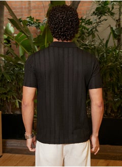 كامبوس سوترا Men's Onyx Black Wicker-Tactitle Polo T-Shirt  - Image 5
