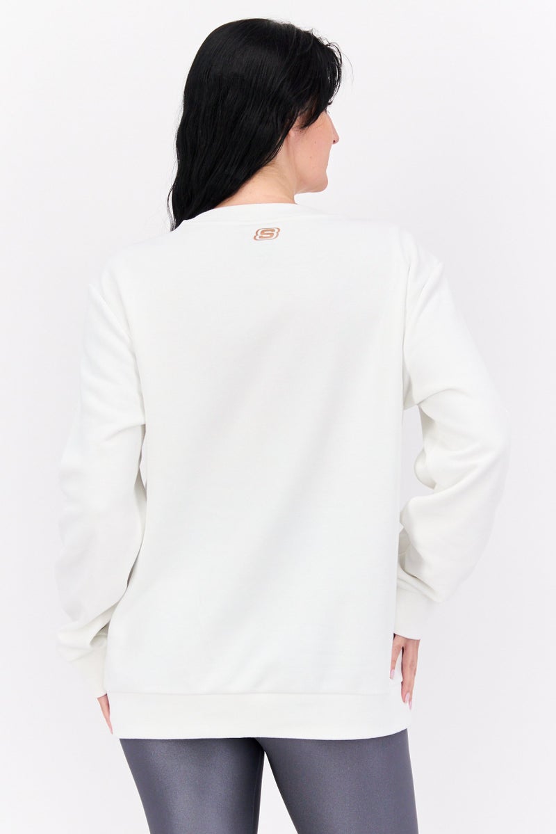 SKECHERS Women Sportwear Fit Graphic Long Sleeve Outdoor Sweatshirt, White Combo  - Image 3