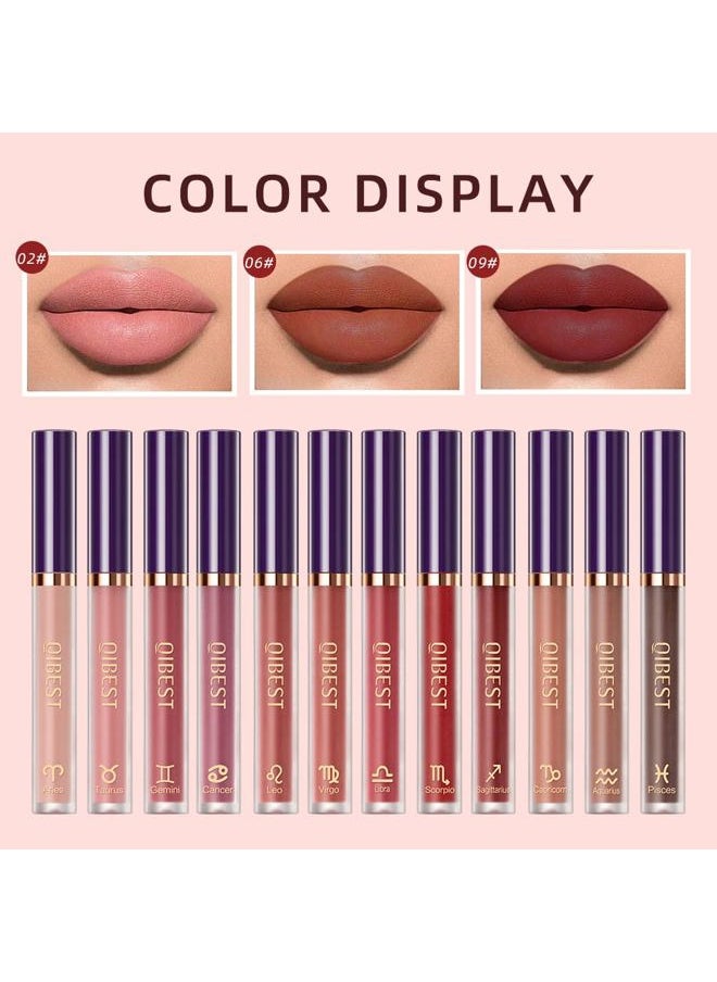 Bestland - 12Pcs Matte Lipstick Lip Makeup Kit, Velvety Liquid Lipstick Waterproof Long Lasting Durable Nude Zodiac Signs Lip Gloss Beauty Cosmetics Gift Box Makeup Set Kit (12 Piece Set) - Image 1