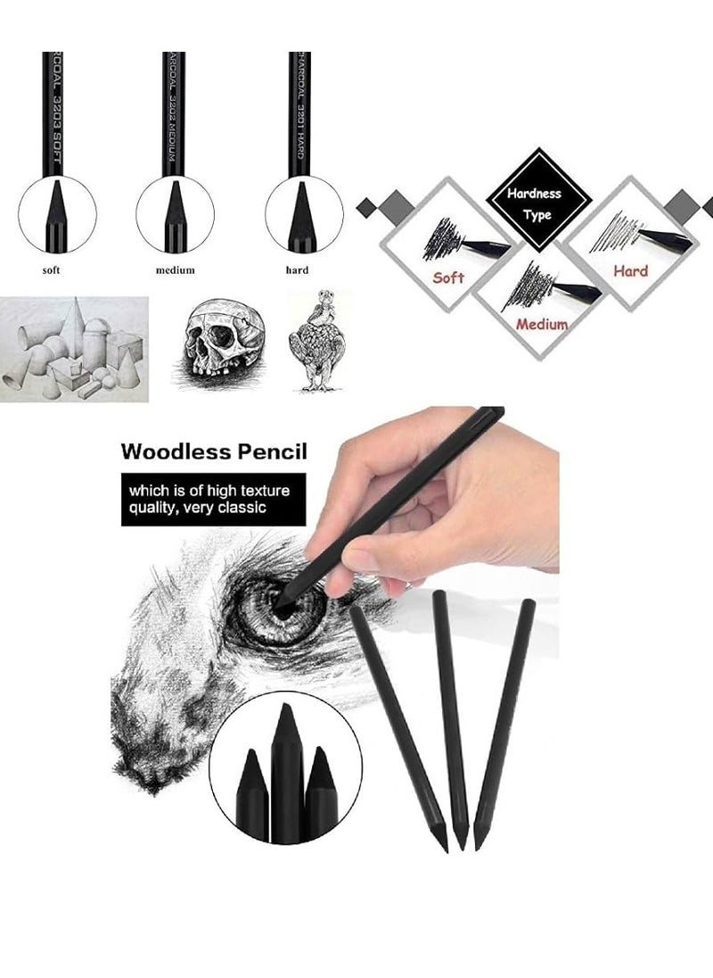 Keep Smiling KeepSmiling Woodless Charcoal Pencil, 3Pcs  - Image 3