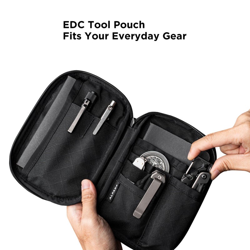 ALPAKA Admin Pouch Pro EDC Organizer - Small Tool Pouch with Smooth Zipper, Weatherproof Storage for Electronics, Cables, Travel Accessories - Black Axogrid 300D Fabric - Image 2