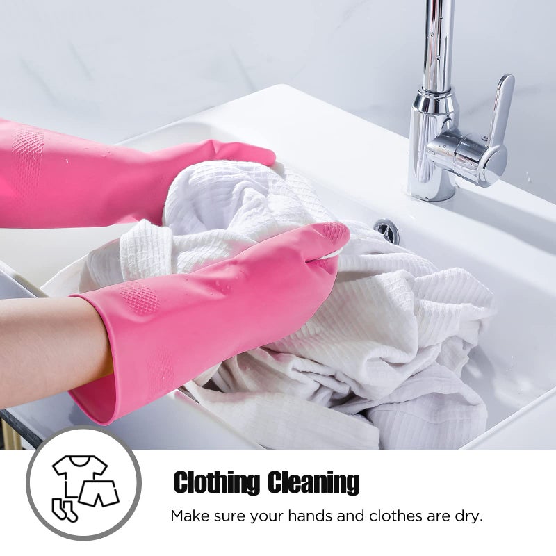 Iucge Rubber Gloves Dishwashing 2 Pairs For Kitchen Cleaning Gloves For Household Reuseable.(Small Pink) - Image 4