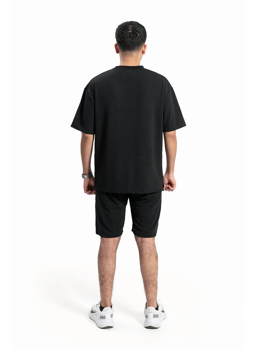 Wecre8 Men's Black T-Shirt and Shorts Set By WECRE8