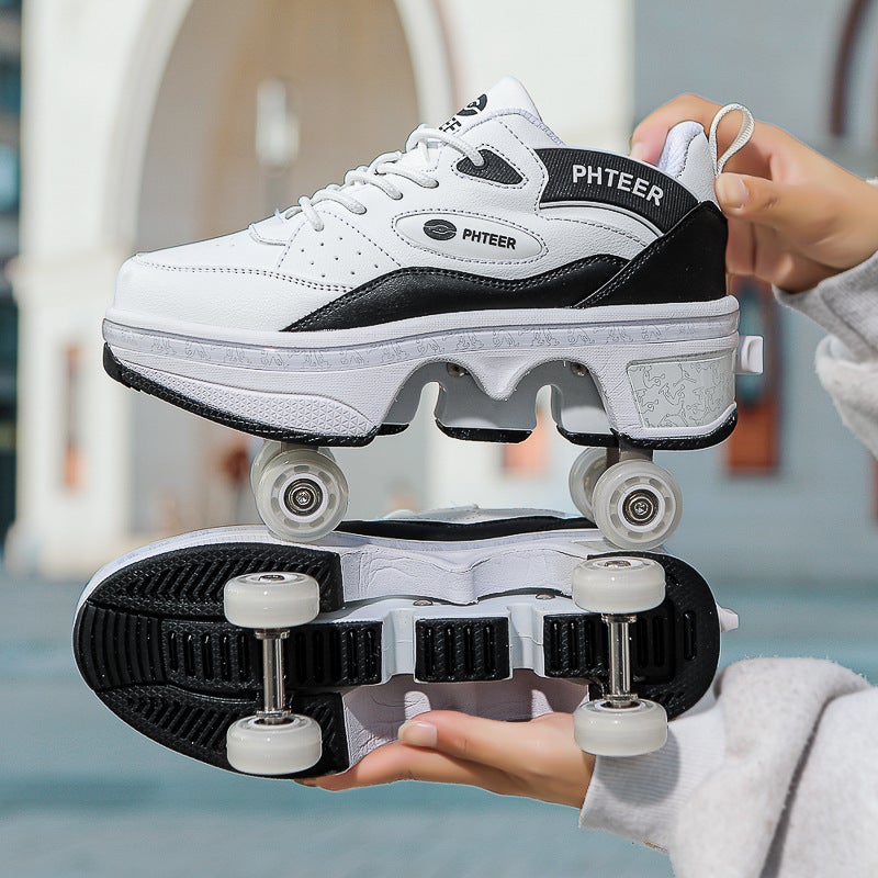Generation Roller Skating Riot Walking Deformation Shoes Four-Wheel Dual-Purpose Roller Shoes Men'S And Women'S Adult Riot Walking Shoes Children'S Skates - Image 2