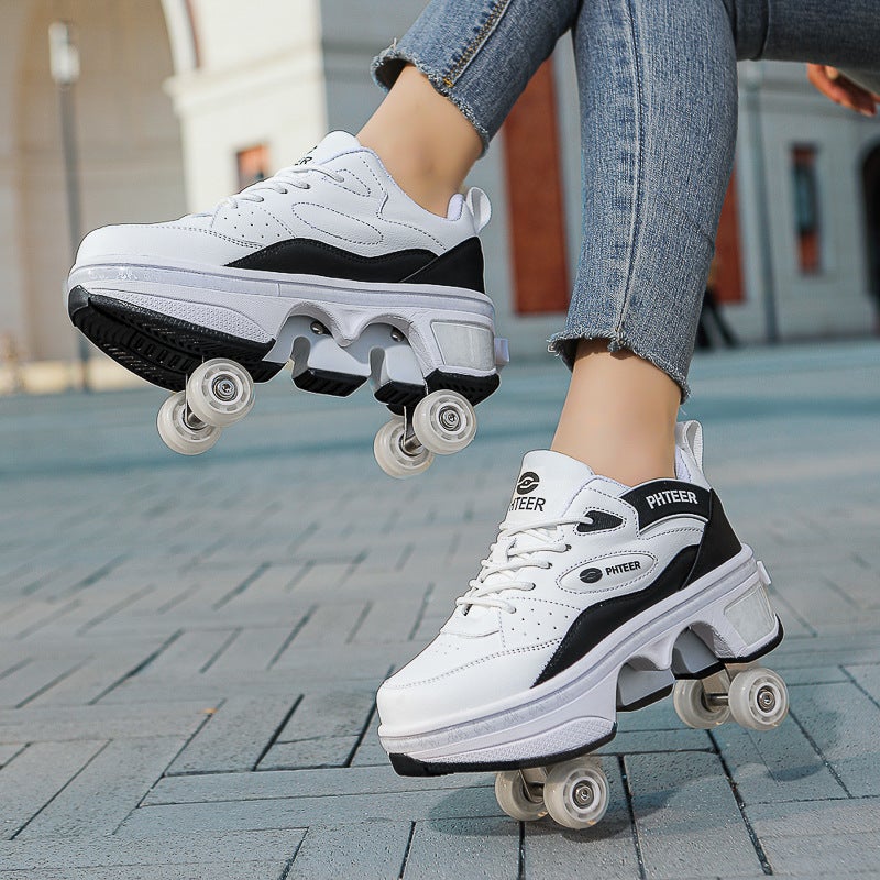 Generation Roller Skating Riot Walking Deformation Shoes Four-Wheel Dual-Purpose Roller Shoes Men'S And Women'S Adult Riot Walking Shoes Children'S Skates - Image 4