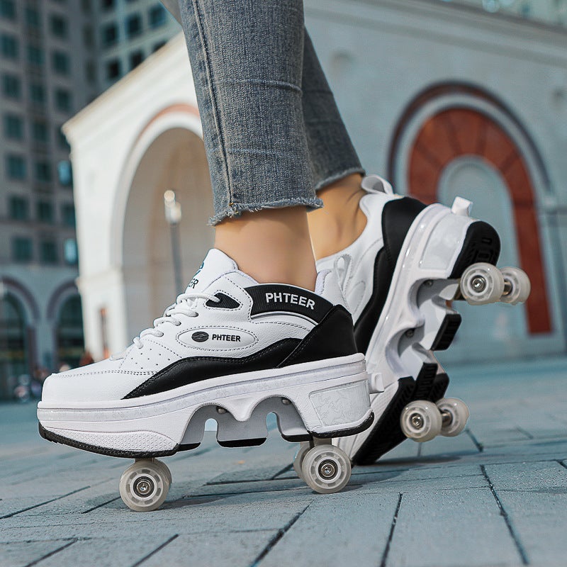 Generation Roller Skating Riot Walking Deformation Shoes Four-Wheel Dual-Purpose Roller Shoes Men'S And Women'S Adult Riot Walking Shoes Children'S Skates - Image 5