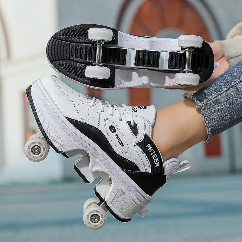 Generation Roller Skating Riot Walking Deformation Shoes Four-Wheel Dual-Purpose Roller Shoes Men'S And Women'S Adult Riot Walking Shoes Children'S Skates - Image 3