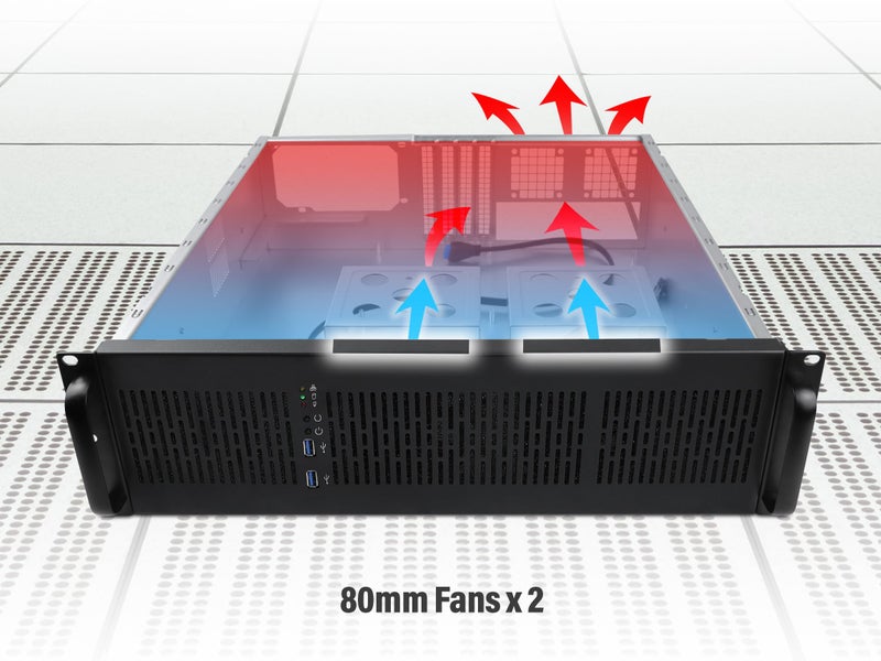Rosewill 3U Server Chassis Rackmount Case | 6 x 3.5 Bays | E-ATX Compatible | 2 x 80mm Fans | 2 x USB 3.0 | RSV-Z3200U - Image 4