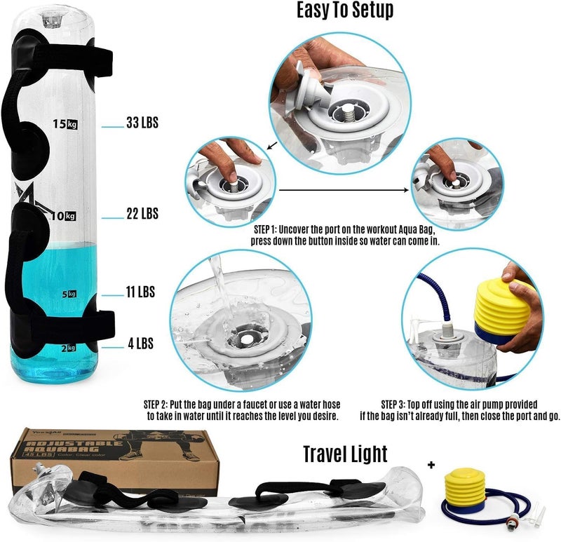 Grofilo 20KG Large Aqua Bags: The Ultimate Core Water Weights for Workouts - Portable Stability Fitness for Indoors and Outdoors - Perfect Agility and Durability - Clear Dumbbell Alternative - Image 4
