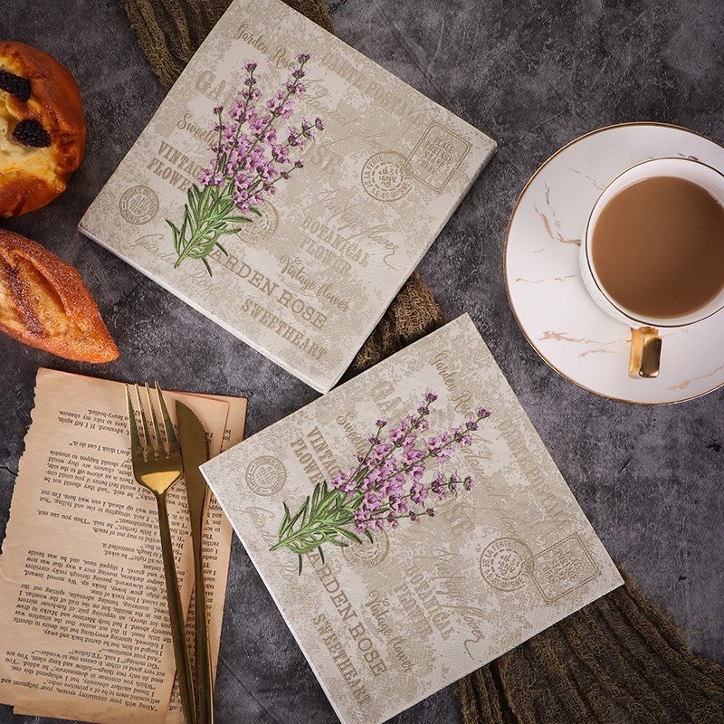 Supply Spot New Leaves Color Printing Napkin Paper Towel Western Restaurant Bakery For Facial Tissue - Image 1