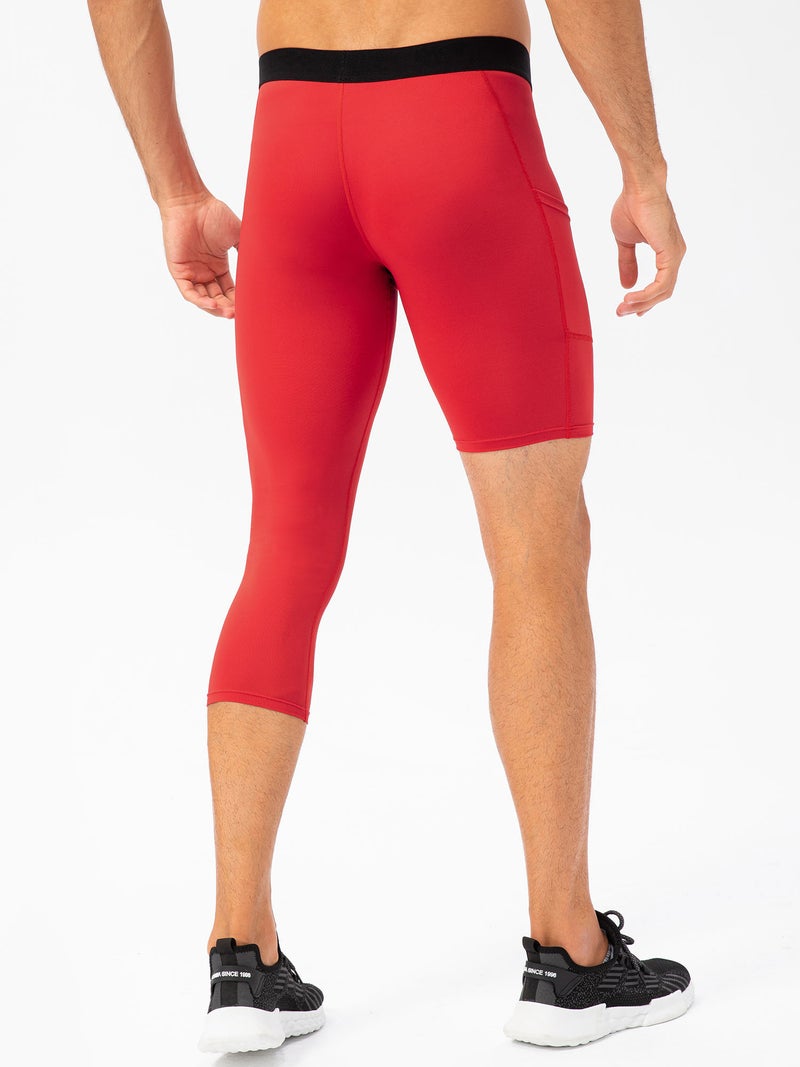 Men One Leg Leggings for Basketball Side Pockets Fitness Training Single Leg Tights - Image 4