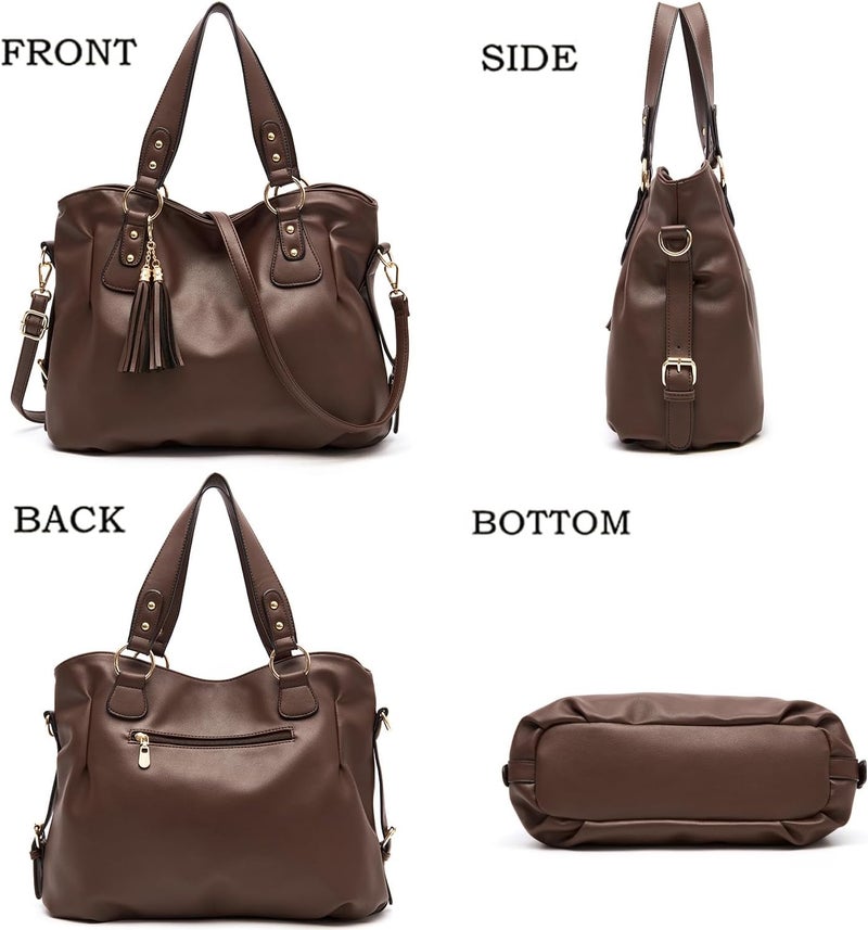 Soperwillton Fashion Handbag for Women Shoulder Bag Top Handle Satchel Hobo Tote Bag Purse Set 4pcs - Image 2