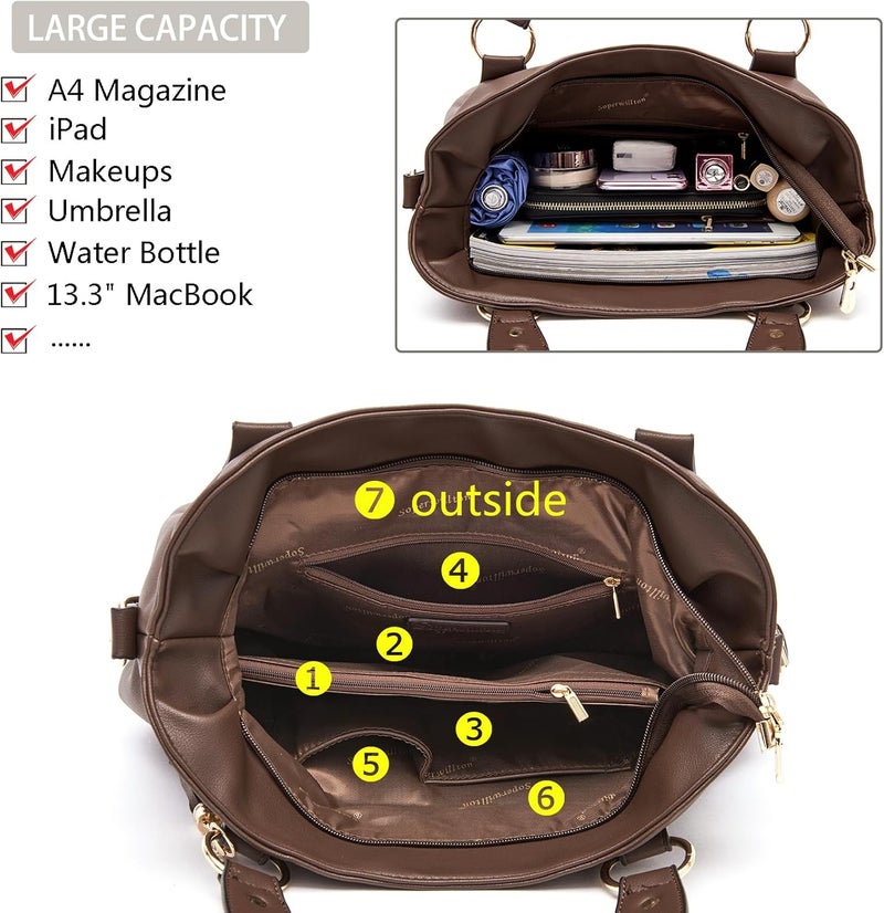 Soperwillton Fashion Handbag for Women Shoulder Bag Top Handle Satchel Hobo Tote Bag Purse Set 4pcs - Image 5