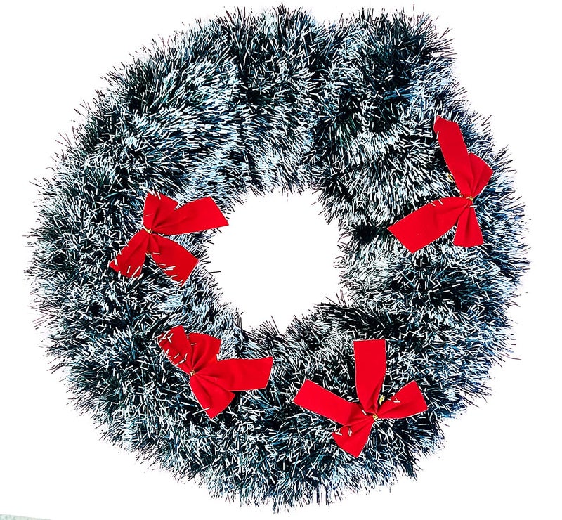 Partunay 1 Pcs 1 Pcs Big Snow Tippet and Red Bow Wreath Christmas Wreath Tree Xmas Tree Decoration Hanging Ornaments Christmas Decoration Items Christmas Xmas Tree Decor