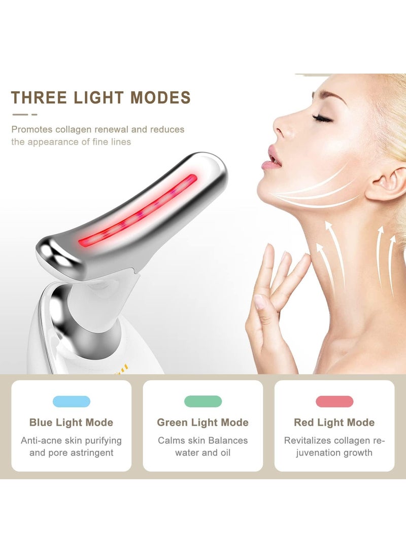 VKL Electric Face Massager, Fade Wrinkles Skin Tightening Machine, Portable Neck Face Toning Device,Device for Anti-Aging, EMS Beauty and Skin Care Massage Heating Device. (3-Color LED Mode) - Image 2