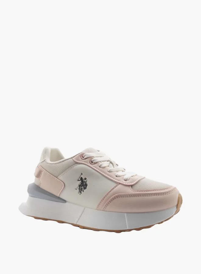 U.S. Polo Assn. BEIGE Women's Panelled Lace-Up Sneakers for Women | Best Price UAE