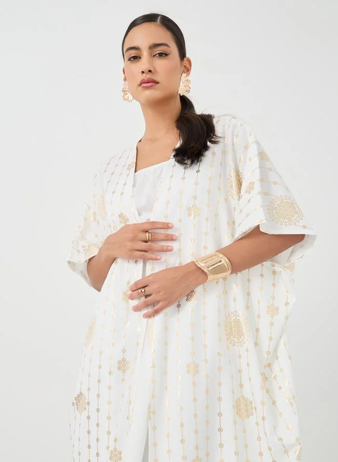 Take Two Take Two Floral Print Open Front Kimono with Midi Dress Set