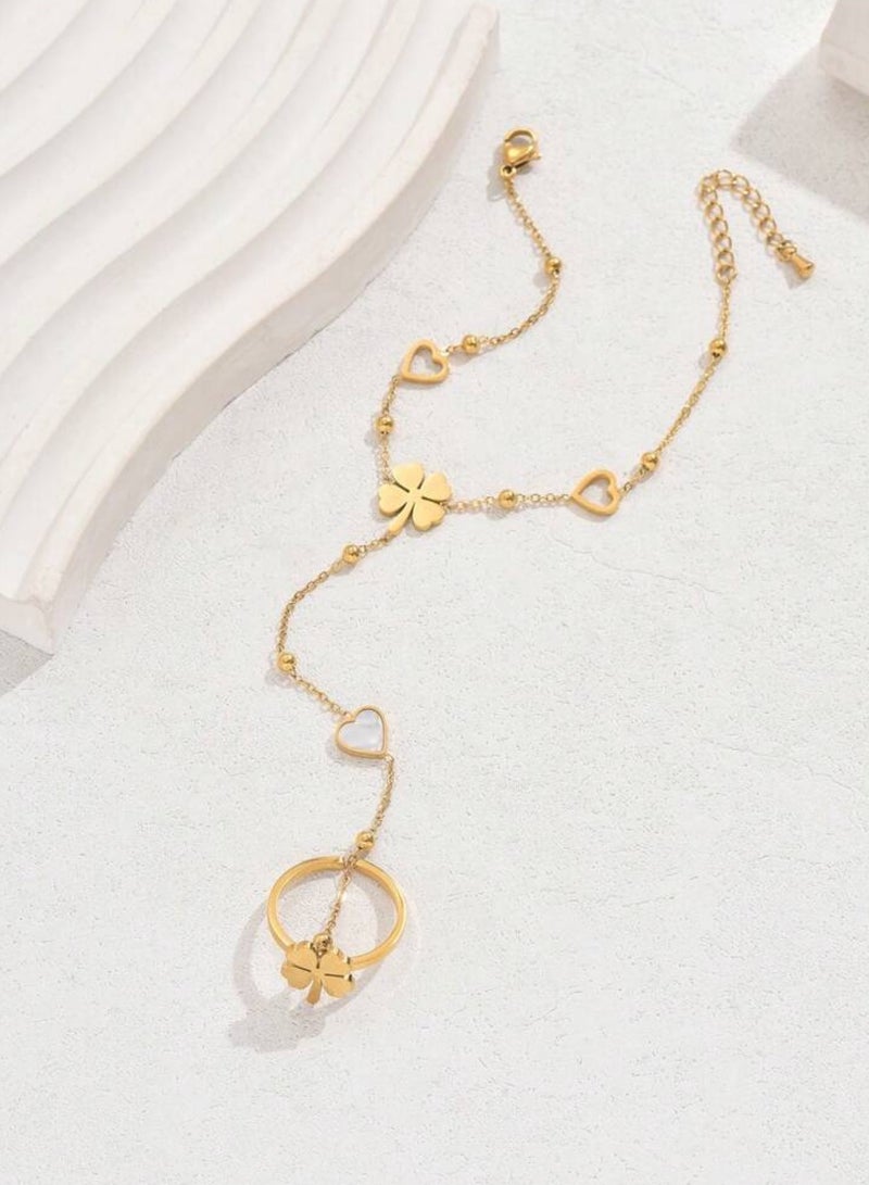 Jewelry 4You Elegant Stainless Steel Bracelet With Connected Ring For Women - Image 4