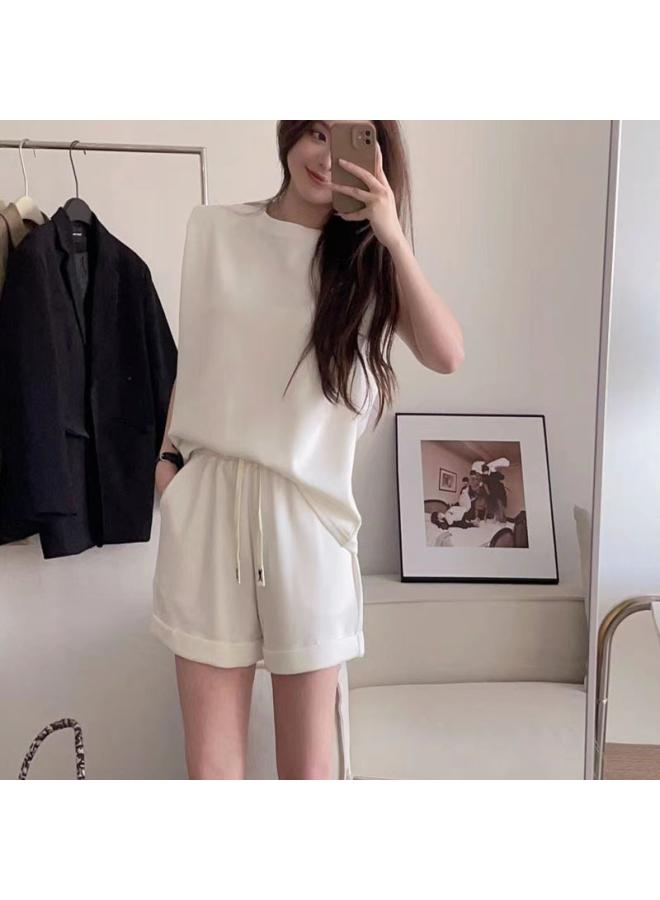Generic Motie End Tape Right Angle Shoulder Suit Summer Simple Slimming Pad Shoulder Sleeveless Shorts Fashion Casual Sports Women's Clothing 