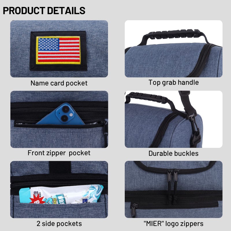 MIER 2 Compartment Lunch Bag for Men Women, Leakproof Insulated Cooler Bag for Work, Bluesteel, Medium - Image 5
