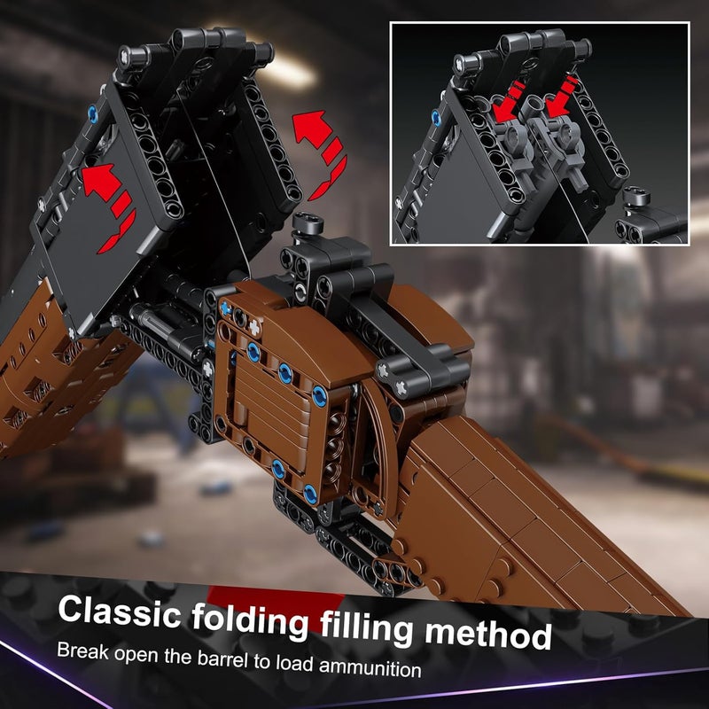 Mould King 14016 Double-barreled Shotgun Building Block, 1015 PCS Military Weapon Building Set, Simulation Blaster Collectible Gun Model - Image 4