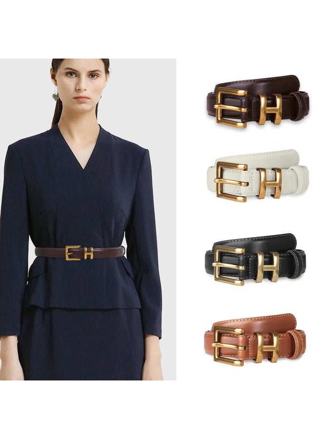 Aurolran Women's Fashion Metal Buckle Leather Belt with Jeans Dress Brown, A024-brown, 100cm: Fit Waist Size 25-30 Inches - Image 5