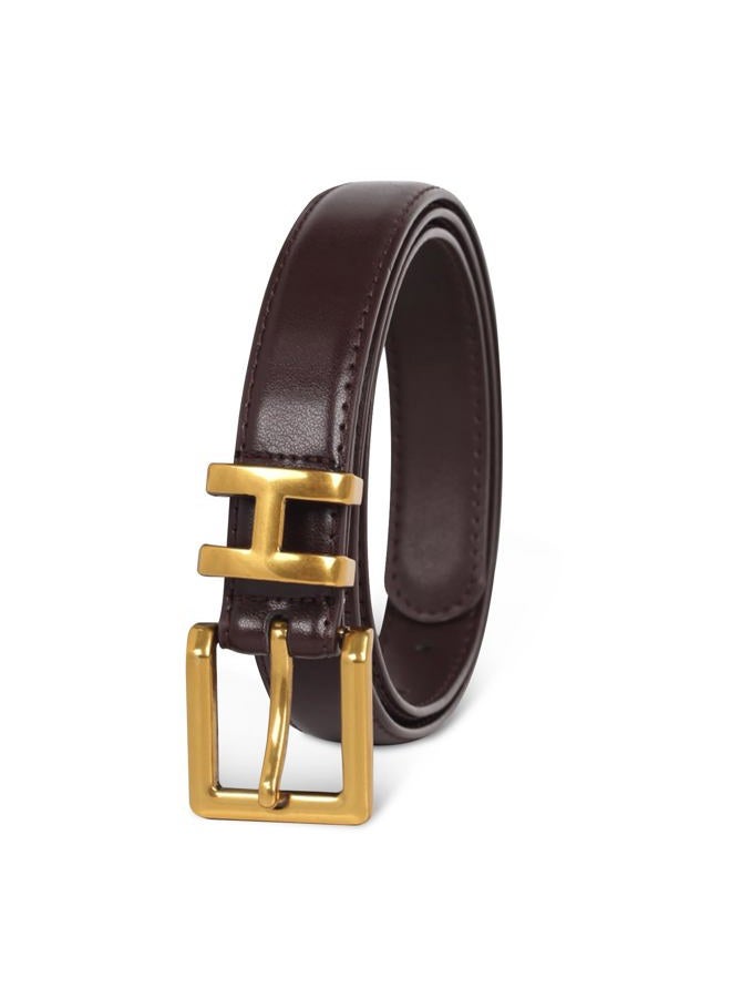 Aurolran Women's Fashion Metal Buckle Leather Belt with Jeans Dress Brown, A024-brown, 100cm: Fit Waist Size 25-30 Inches - Image 2