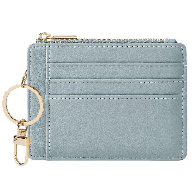 Sodsay Card Case Slim Front Pocket Wallet for Women Credit Card Holder with Keychain(Smooth Blue Classic) - Image 1
