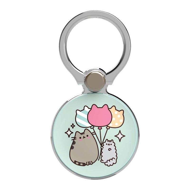 iFace x Pusheen Licensed Series Universal Smartphone Ring Holder Accessory for Girls/Women - Cute Stick-On Phone Attachment for iPhone, Samsung Galaxy, etc. - Pusheen and Stormy Holding Balloons - Image 1
