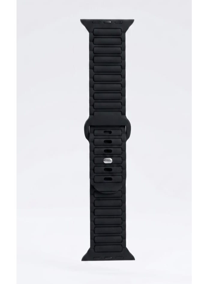 Durable silicone magnetic smartwatch band with a connected loop design, compatible with Apple Watches (size 42/44/45/49 mm) - Image 1