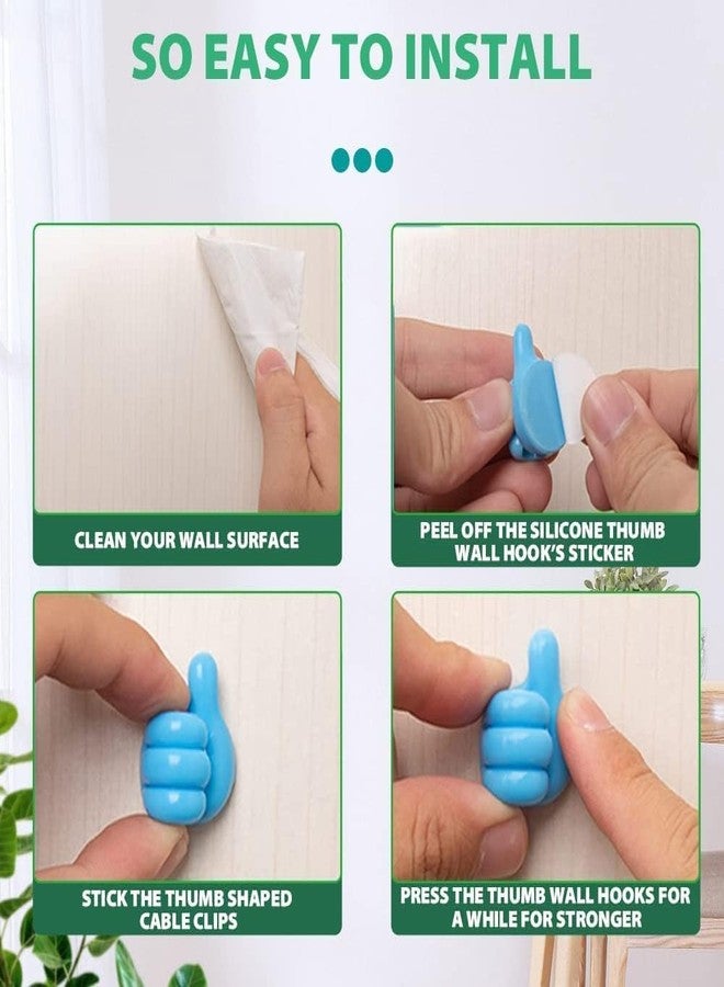JOYUS Thumb Wall Hook Multipurpose Holder, Thumbs Up Shape Silicone Creative Wall Hook, Multifunctional Thumb Hook Holder Cable Clip Organizer Key Hook Wall Hangers, Random Color, Pack of 10 - Image 5