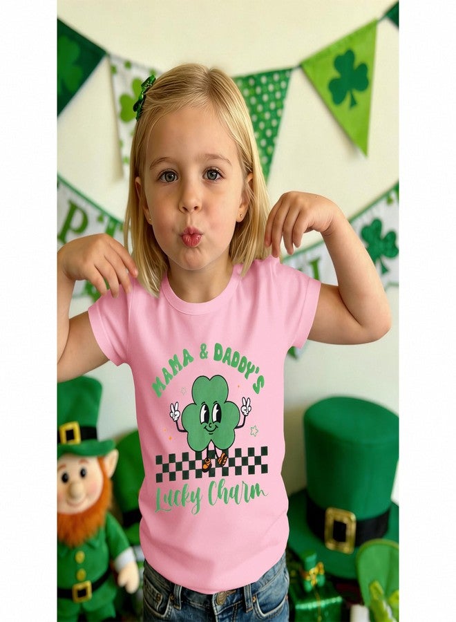 KEKEMI Toddler Boys Girls St Patricks Day Shirt Mama Daddy's Lucky Charm T-Shirt Short Sleeve Shamrock Tees Tops Irish Outfit(Pink,3-4T) - Image 3