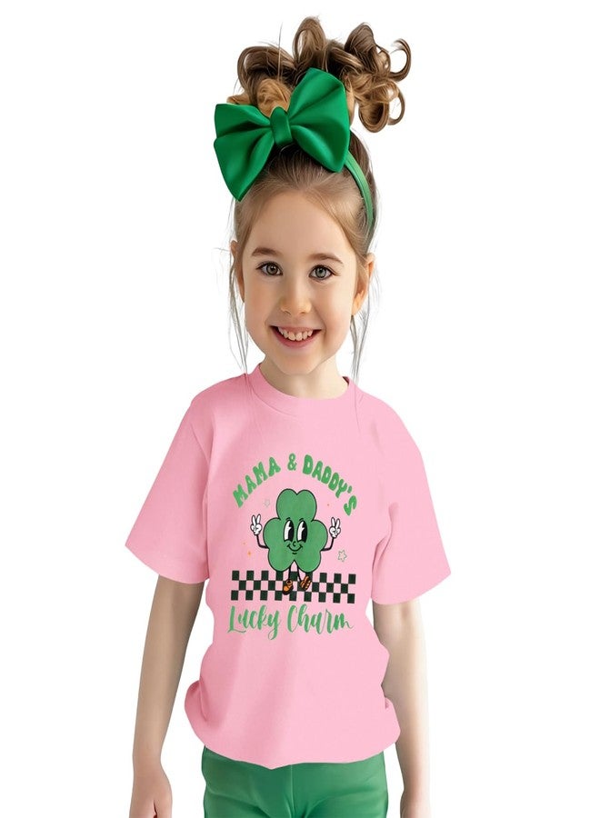 KEKEMI Toddler Boys Girls St Patricks Day Shirt Mama Daddy's Lucky Charm T-Shirt Short Sleeve Shamrock Tees Tops Irish Outfit(Pink,3-4T) - Image 1