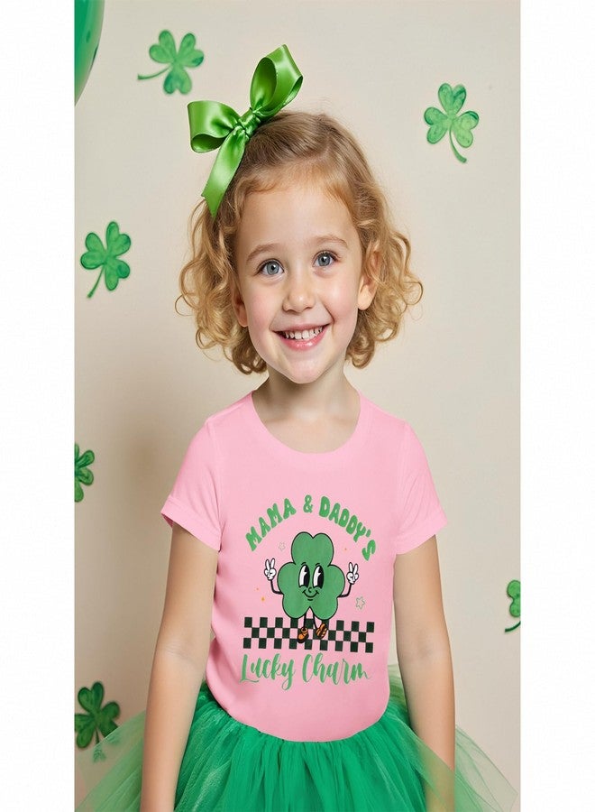 KEKEMI Toddler Boys Girls St Patricks Day Shirt Mama Daddy's Lucky Charm T-Shirt Short Sleeve Shamrock Tees Tops Irish Outfit(Pink,3-4T) - Image 2