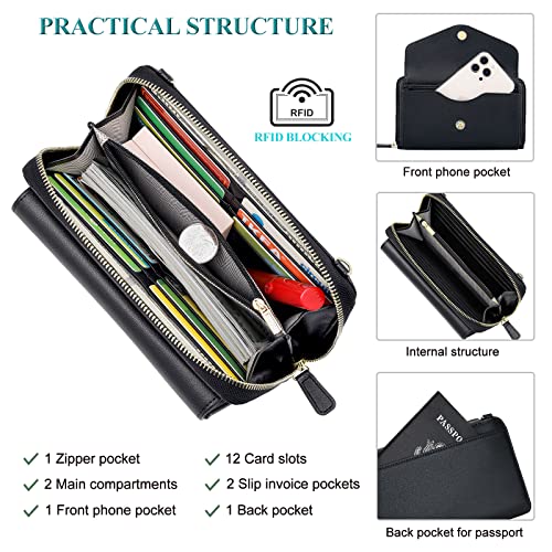 Peacocktion Wallet for Women, Travel Crossbody Bags for Women, Wristlet Purses for Womens with Phone Pocket Zipper - Image 2
