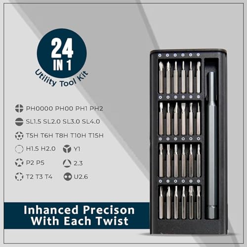 ADSTRUM ENTERPRISES 24 in 1 Small Mini Magnetic Precision Screwdriver Bits Set, Eyeglasses, Computer, Electronic, Watch Repair Kit with Phillips and Star Tiny Screw Driver Home Kit, Black - Image 2