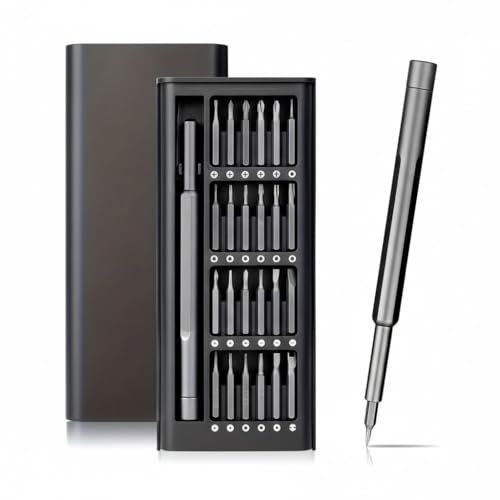 ADSTRUM ENTERPRISES 24 in 1 Small Mini Magnetic Precision Screwdriver Bits Set, Eyeglasses, Computer, Electronic, Watch Repair Kit with Phillips and Star Tiny Screw Driver Home Kit, Black - Image 1