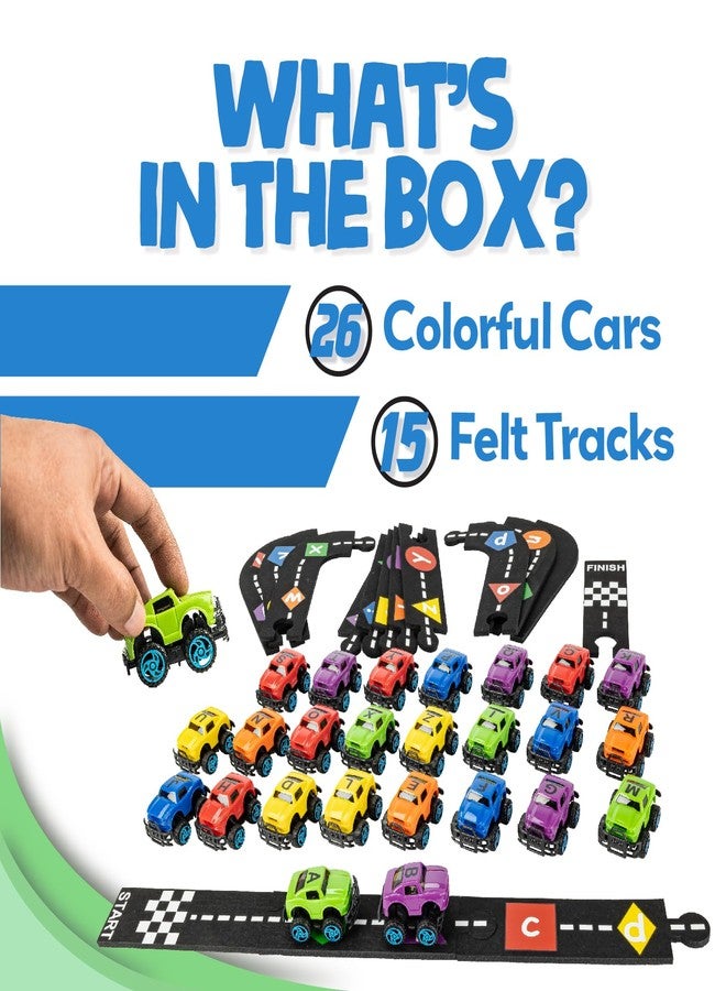 Skoolzy 36-Piece Alphabet Cars - Alphabet Learning Toys with Felt Track Set for ABC Recognition - Ideal Manipulatives for Preschoolers, 3 Year Old Boy Gift, and Toys for 2 Year Old Boys - Image 5
