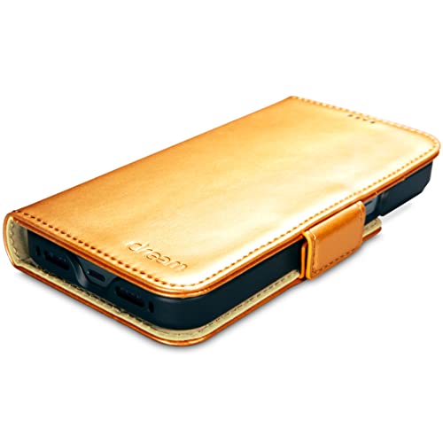 Dreem Fibonacci Wallet Case for iPhone 14 Pro | 2-in-1 Detachable Vegan Leather Cover with Built-in Kick-Stand, RFID Blocking Card Holder, MagSafe Compatible [Gold] - Image 5
