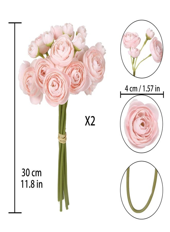 IPOPU Faux Ranunculus Flowers - 2 Bouquets Small Pink Artificial Ranunculus 12PCS Mini Fake Flowers for DIY Wedding Bouquet Bridal Shower Decor Filler Centerpieces (Blush) - Image 2