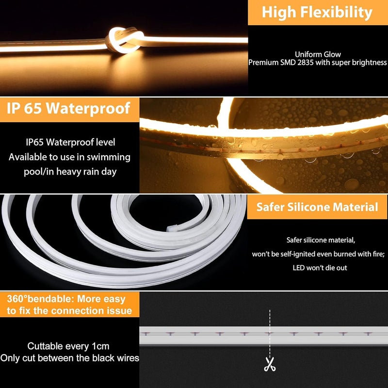 Errol 5 Meter neon Light Waterproof led Strip Lights Flexible neon Lights for Decoration neon Strip Light for Customized Name Waterproof Rope Light for IndoorOutdoor Warmwhite - Image 5