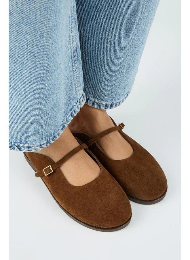 Manijero  Felicia Women's Genuine Leather Plain Elegant Buckle Taba Slippers. for Women | Best Price UAE