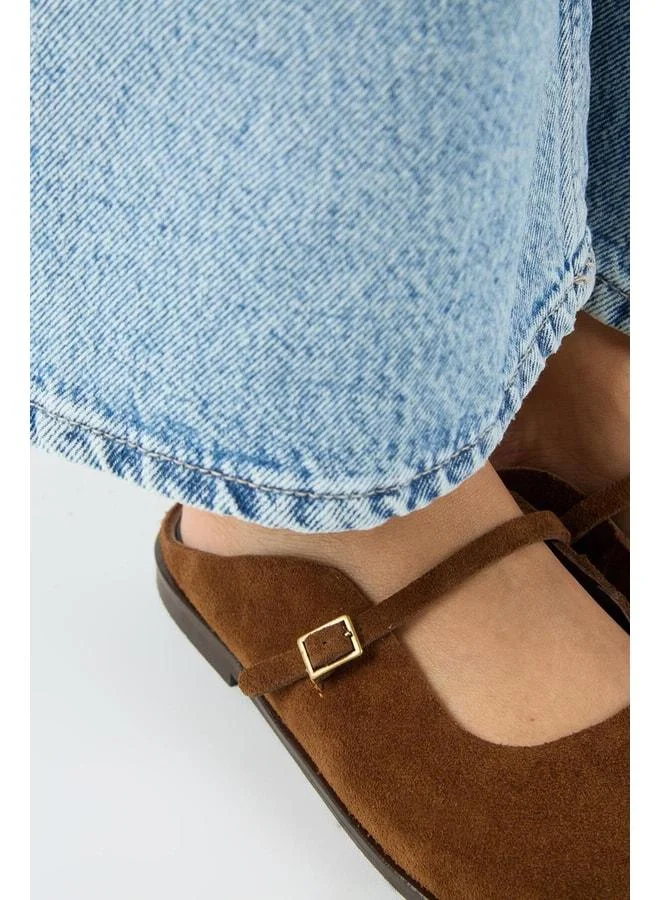 Manijero  Felicia Women's Genuine Leather Plain Elegant Buckle Taba Slippers. for Women | Best Price UAE